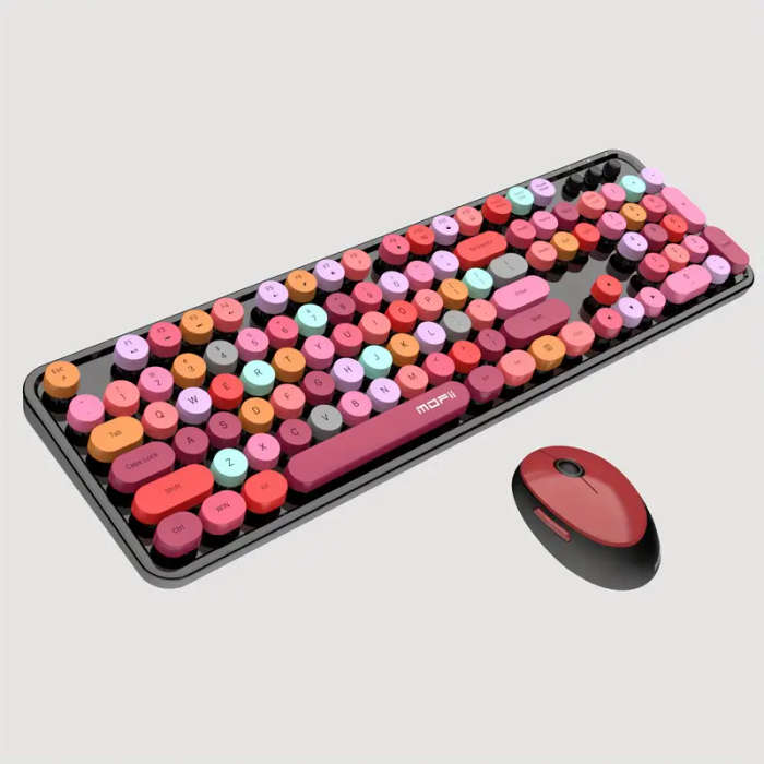 MOFII Sweet Retro Punk Mixed Color Wireless Keyboard and Mouse Set