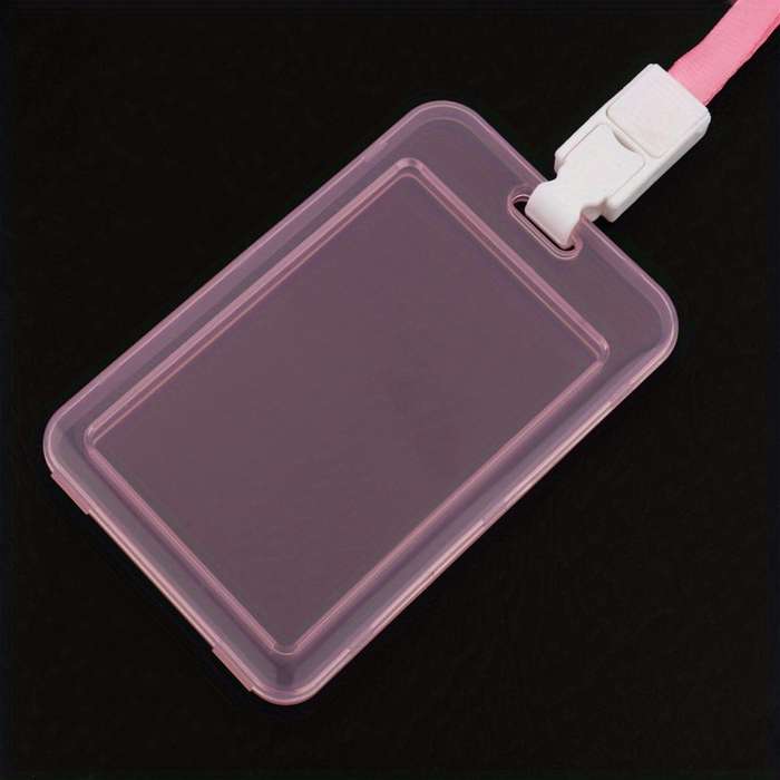 1pc Various Transparent Color Card Set Lanyard Hanging Clip Card Holder Student Teacher Certificat