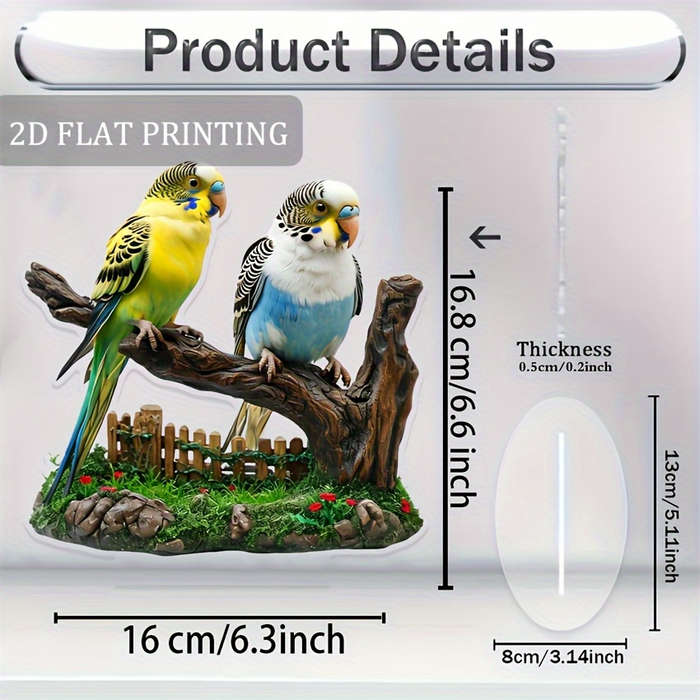 1pc 2D Flat  Acrylic Parrot Statue with Stand Bohemian-Style Desktop Decor Vibrant Yellow Blue