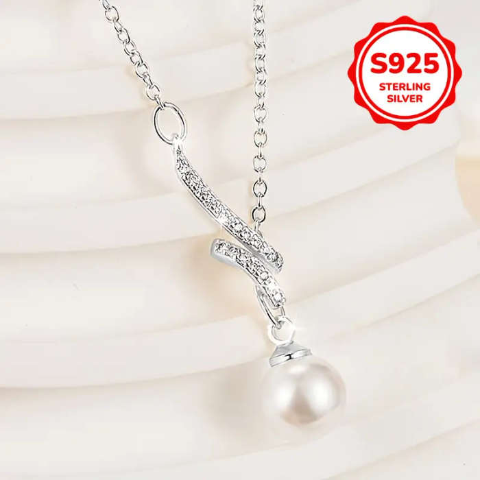 925 Sterling Silver Y-Necklace with 6mm Luxury Imitation Pearl