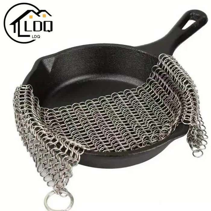 1pc Stainless Steel Scouring Pad with Plastic Handle Durable Reusable Kitchen Cleaning Tool for