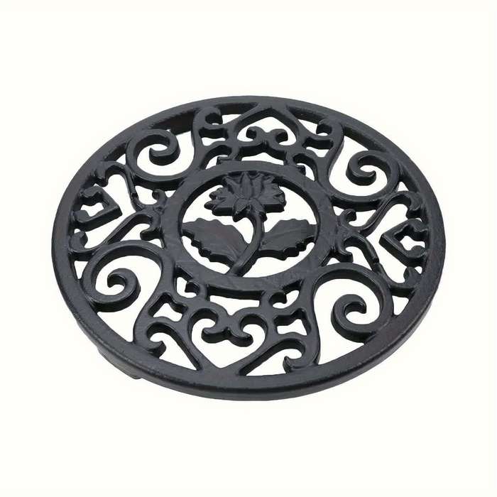 1pc Cast Iron Trivet Flower Cast Iron Trivet with Pegs Heat Resistant Iron Trivet Metal Trivets fo
