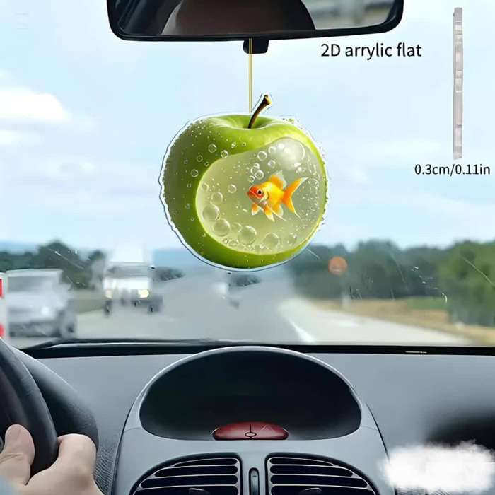 1pc 2D Flat   Art Apple and Goldfish Pendant Fashionable Fruit Hanging Decoration Suitable