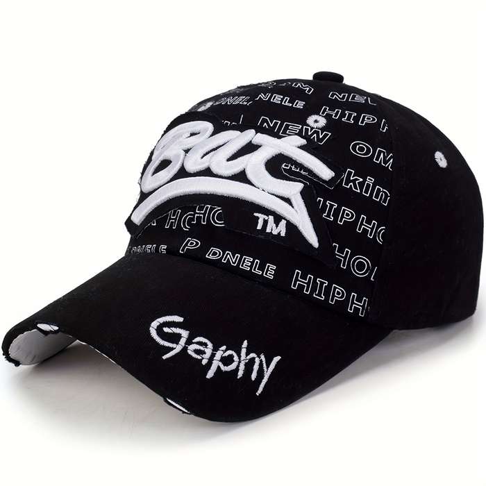 1pc Street Style Ripped BAT Baseball Cap 100% Hip Hop Inspired with Vibrant Letter Print Snapba