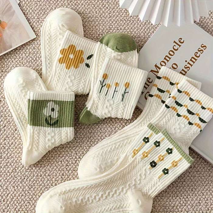 5 Pairs Mixed Color One Size High Elastic Socks