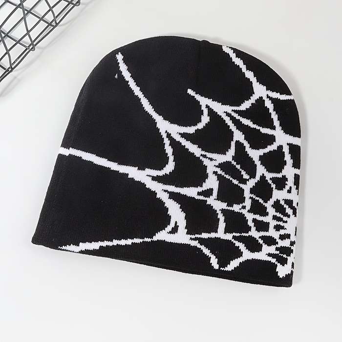 1pc Spider Web Knitted Beanie Hat Soft Lightweight Elastic and Warm Unisex Fashion Hat for Hal