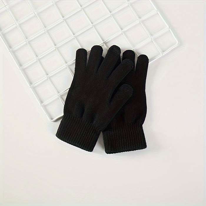 1 Pair Black Warm Gloves