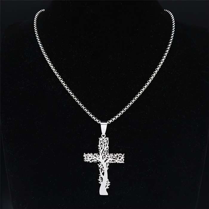 1 Piece Silvery 50 Cm BOX SRx3 Jesus Theme Pendant