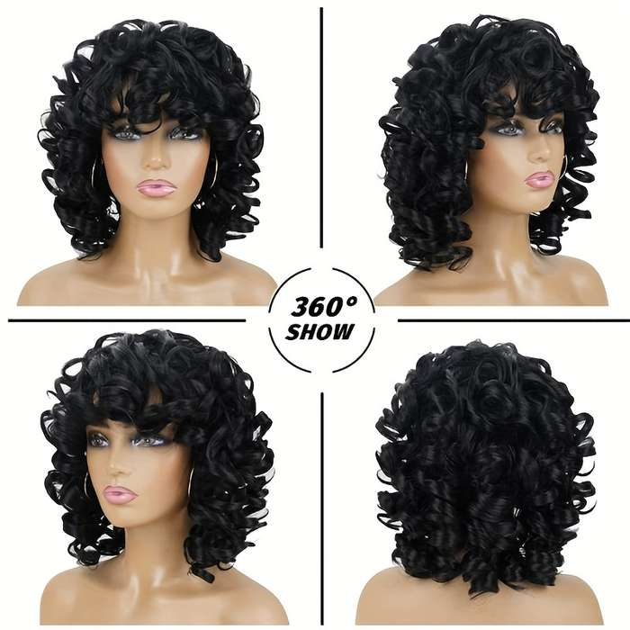 1Pc Black 25.4cm Fashion Design Wig