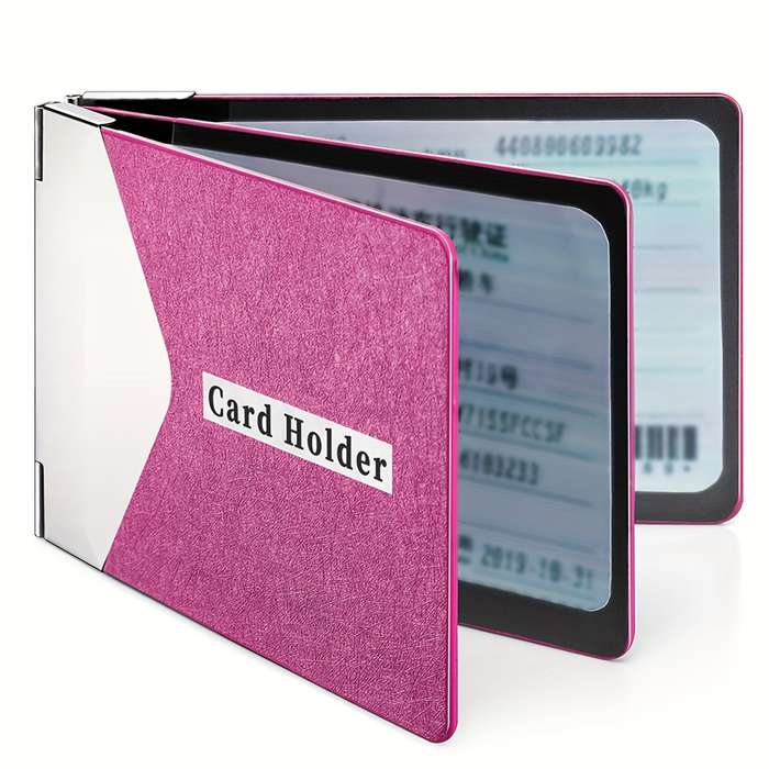 1pc Metal PU Leather Credit Card Holder Ultra-thin Driver's License Case ID Credit Card Holde