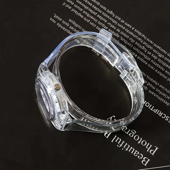 1pc Simple Transparent Student Portable Electronic Watch Color Sent Randomly