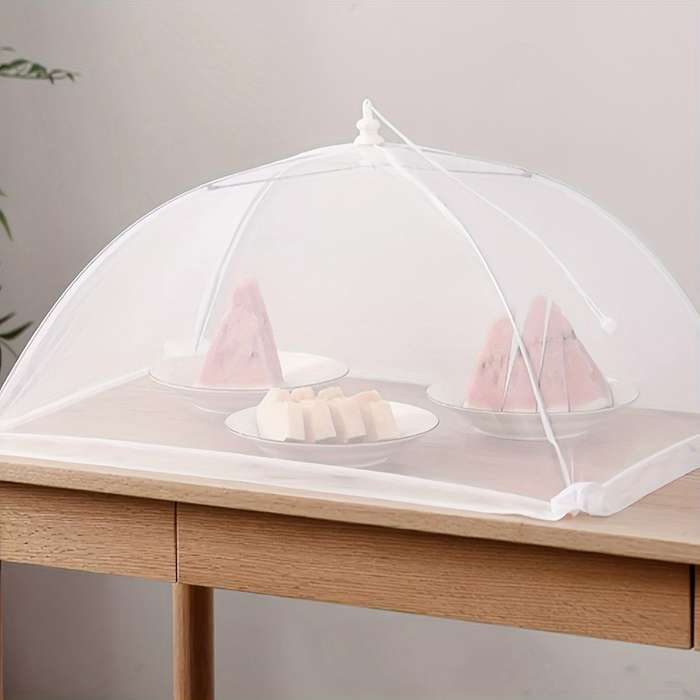 1pc of white rice cover foldable dining table food fly proof rice cover household dust cover