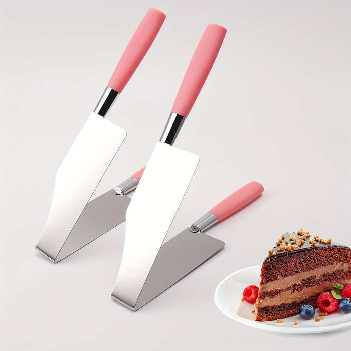 1pc Cake Knife Stainless Steel Cake Slicer Plastic Handle Cake Clip Pastry Dessert Slicer C