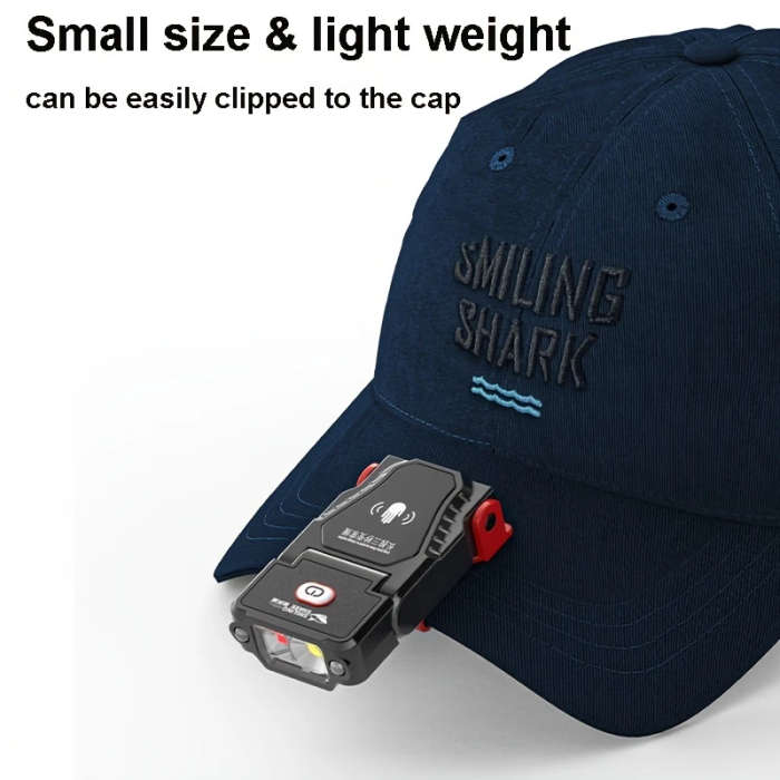 1pc of Smiling Shark 2-IN-1 LED Flashlight And Headlight, an Ultra-Bright Mini Hands-Free LED Clip-O