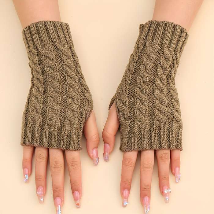 1 Pair White Stretchy Half Finger Gloves