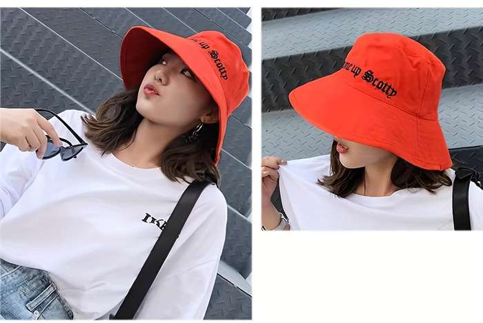 1pc Women's Sun Hat Cotton Fisherman Cap Non-Stretch Lightweight Embroidered Hand Wash Only P