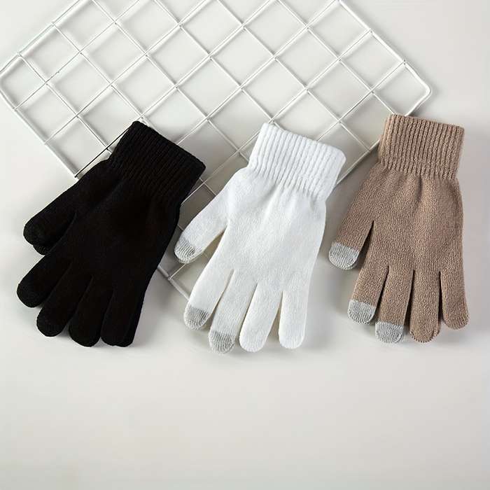 1 Pair Black Warm Gloves