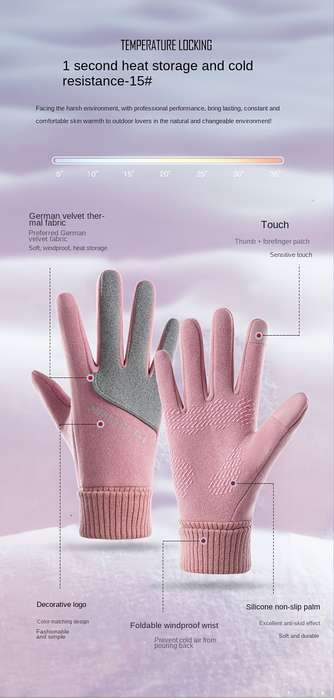 1 Pair Purple One Size Warm Gloves