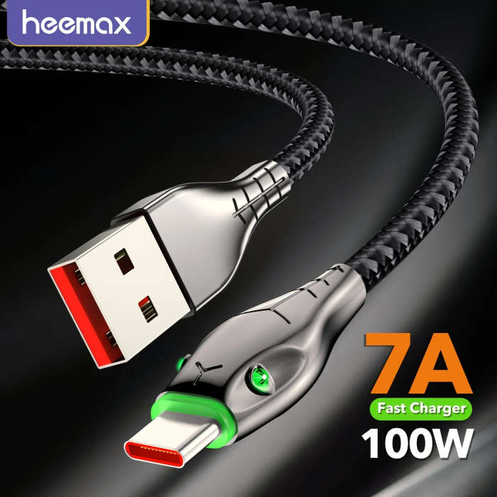 1pc 300cm 7A USB A To Type C Cable 100W Max For Honor 50Pro 66W Max Super Fast Charging AFC Fast