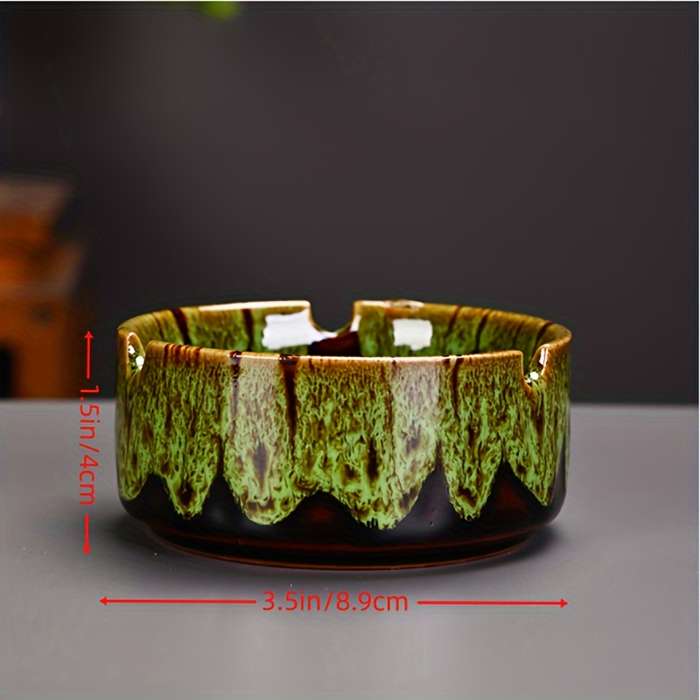 1pc Elegant Ceramic Ashtray with Marbled Design C Stylish Round Ash Holder for Cigarettes Perf