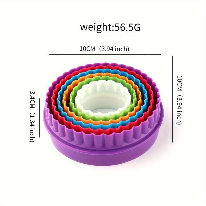 6pcs Round Colorful Plastic Cookie Molds Cookie Cake Molds Bread Cake Mousse Shaping Tools Em