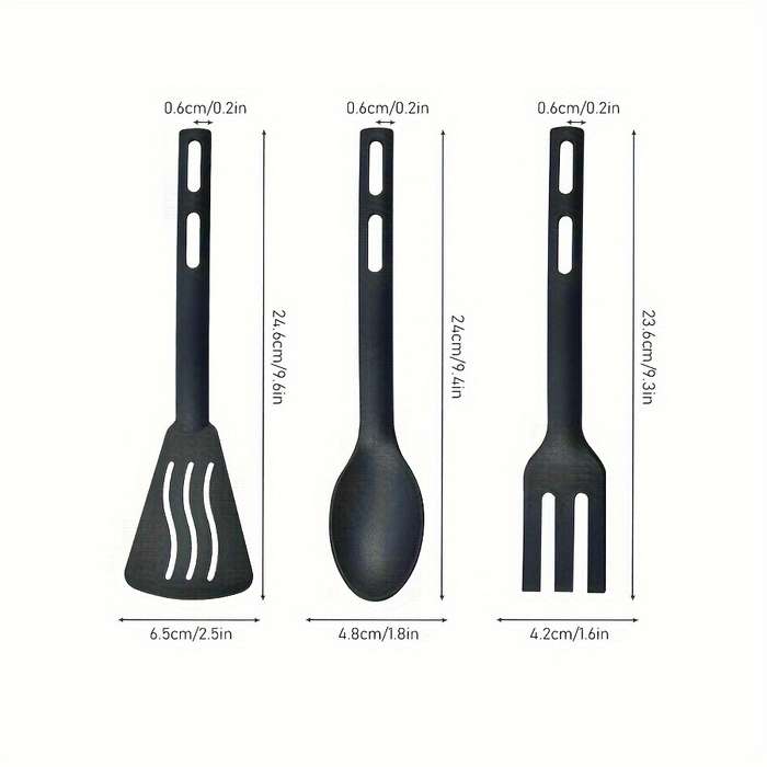 3pcs set Integrated Nylon Kitchenware Three Piece Set Kitchen Cooking Non Stick Pot Spatula