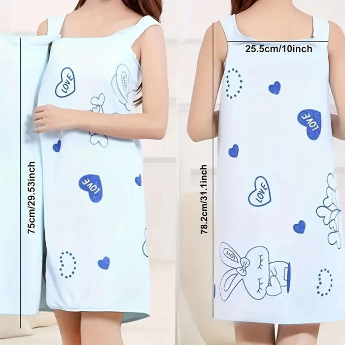 1pc Cute Rabbit Bath Wrap Towel Absorbent Quick-drying Wearable Bath Towel For Women Super Soft Bat