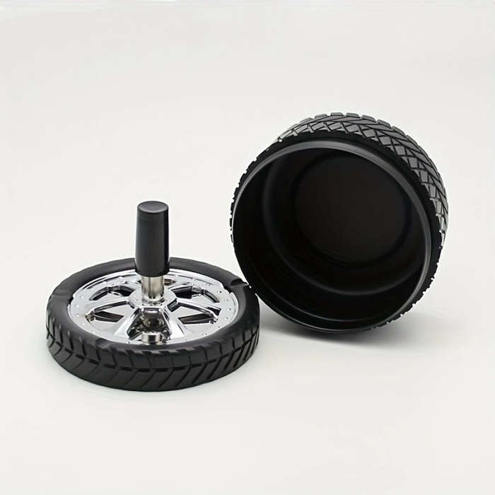 1pc Outdoor Cigarette Ashtray With Swivel Lid Tire Style Ashtray Windproof Swivel Smokeless Ashtray