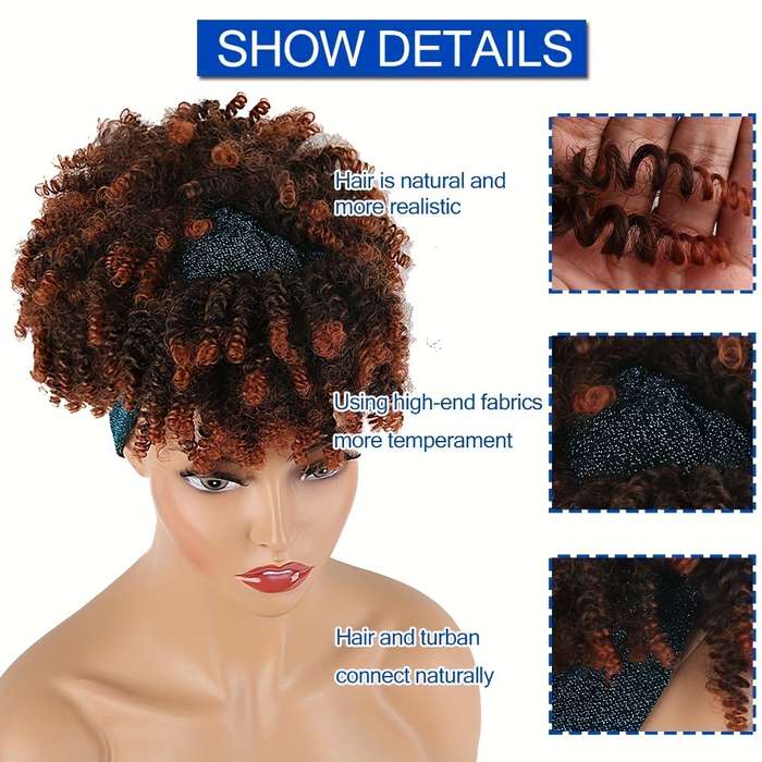 1Pc Black And Yellow Gradient Color 15.24cm Fashion Design Wig