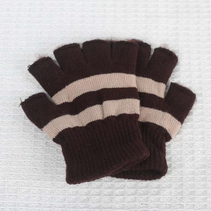 1 Pair Army Green Plus Beige Plus Velvet Warm Gloves