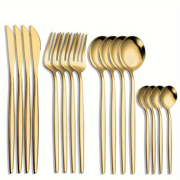 Set Of 16 Stainless Steel Portuguese Tableware Including 4 Sets Of Steak Knives Forks And Sp