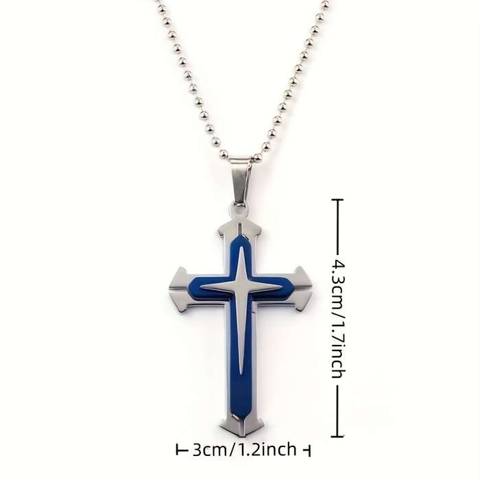 1 Piece Blackx2 Add Bluex2 Jesus Theme Pendant