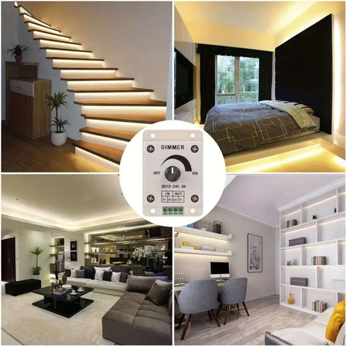 1pc High-Quality LED Strip Light Dimmer Stepless Brightness Control DC12-24V 8A Easy Install for Sin