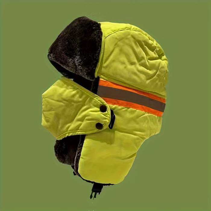 1pc Unisex Winter Cycling Cap with Built-In Face Mask Thickened Windproof Reflective Strips Ful