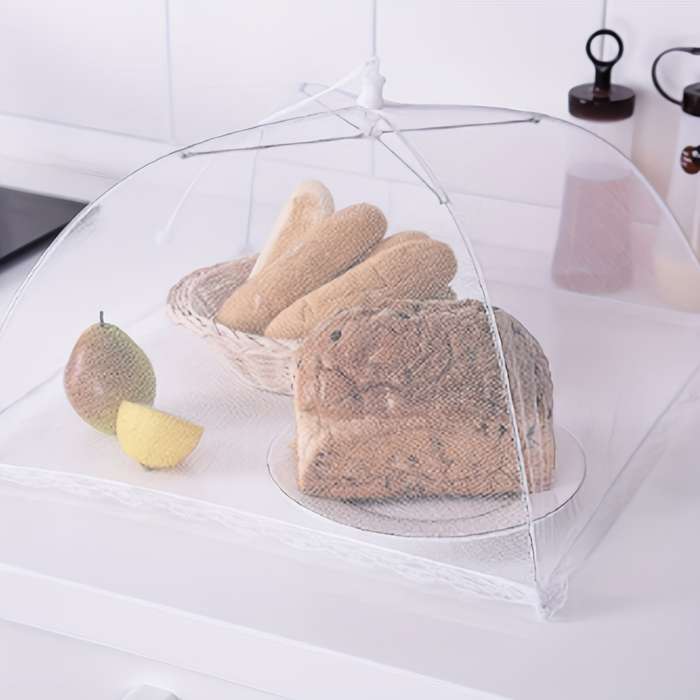 1pc of white rice cover foldable dining table food fly proof rice cover household dust cover