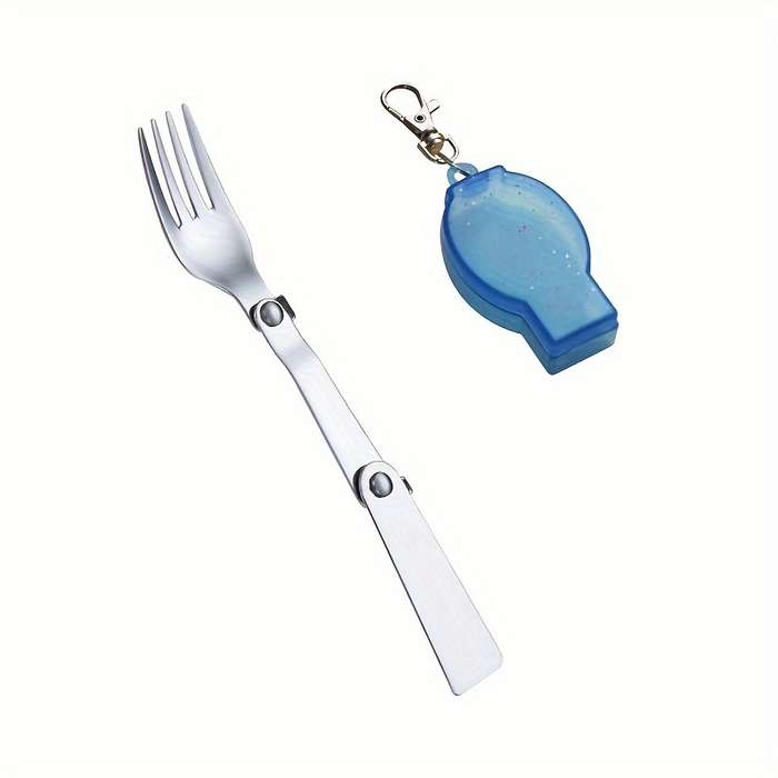 1pc Folding Thickened 304 Stainless Steel Tableware With Storage Box Suitable For Outdoor Tra