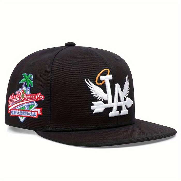 1pc Wings Letter Embroidered Baseball Cap Solid Color Hip Hop Breathable Snapback Hats Lightweight