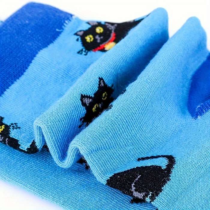 1Pairs Sock Us 5 8   Uk 4 7    Eu 35 38 Style Black Cat