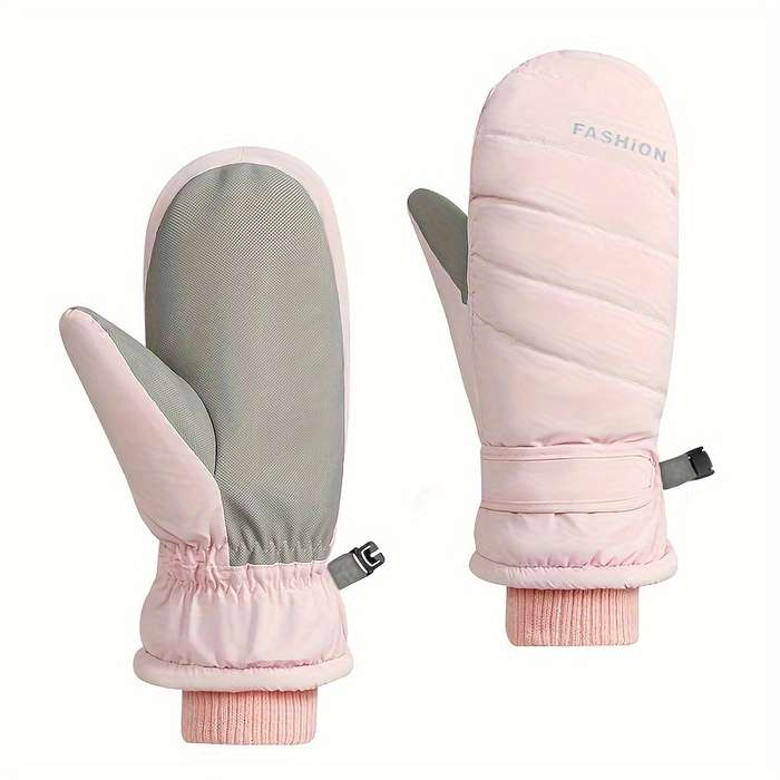 1 Pair Beige One Size Warm Gloves