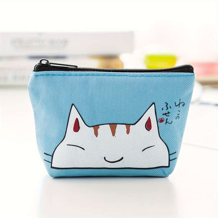 1pc Adorable Cartoon Cat Wallet Small Girl Storage Bag Coin Purse Portable Creative Handheld Key Ho