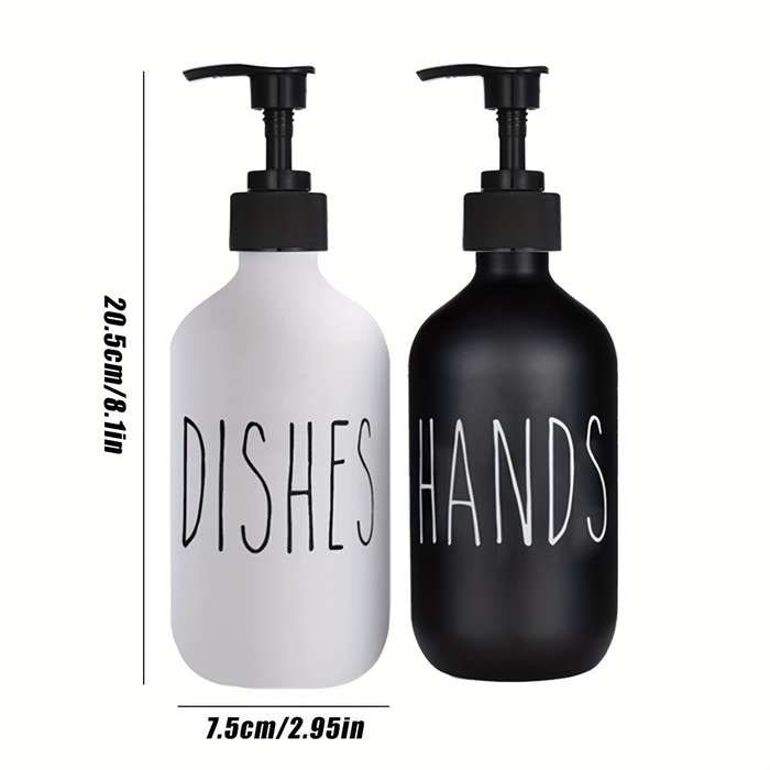 Plastic Soap Dispenser SetContains Black Hand Soap Dispenser and White Dish Soap Dispenser. Ki