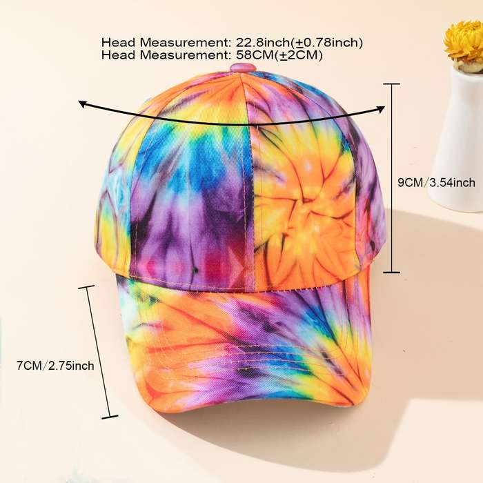 1pc Tie-Dye Baseball Cap Vibrant Multicolor Adjustable Fit Lightweight Polyester Casual Outdo
