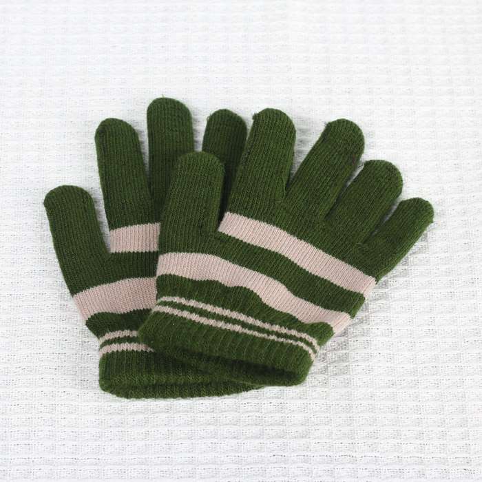 1 Pair Army Green And Black Style Plus Velvet Warm Gloves