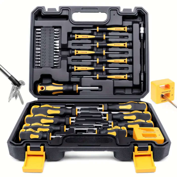43pcs Professional Screwdriver Set with Magnetic Bit Holder Chrome Vanadium Steel Includes Slotted P