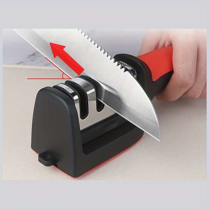 1pc 4-in-1 Kitchen Chef's Knife For Food Trucks Fruit Knife Scissors Rough Grinding Polishing