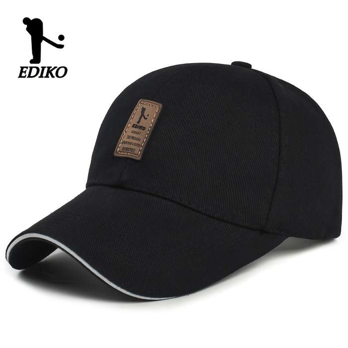 1pc EDIKO Adjustable Trucker Cap Black Cotton One Size Fits Most Adjustable Snap Closure Idea