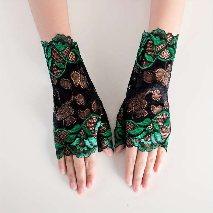 1 Pair Blue Half Finger Gloves