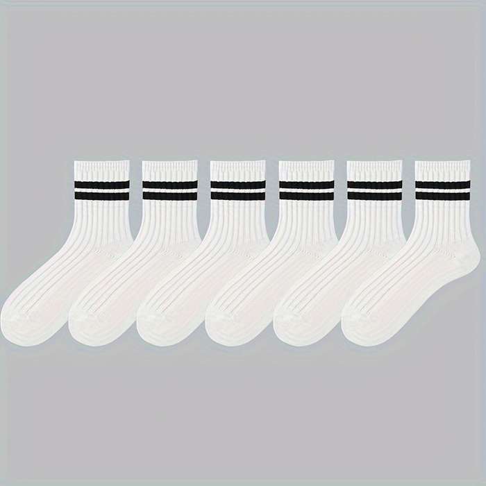 6 Pairs Of White One Size High Elastic Socks