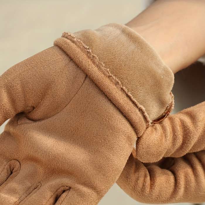 1 Pair Beige Warm Gloves
