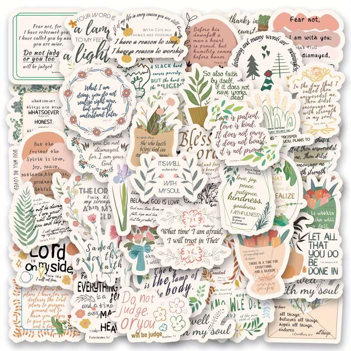 50pcs Bible Verses Stickers Jesus Christian Themed Stickers